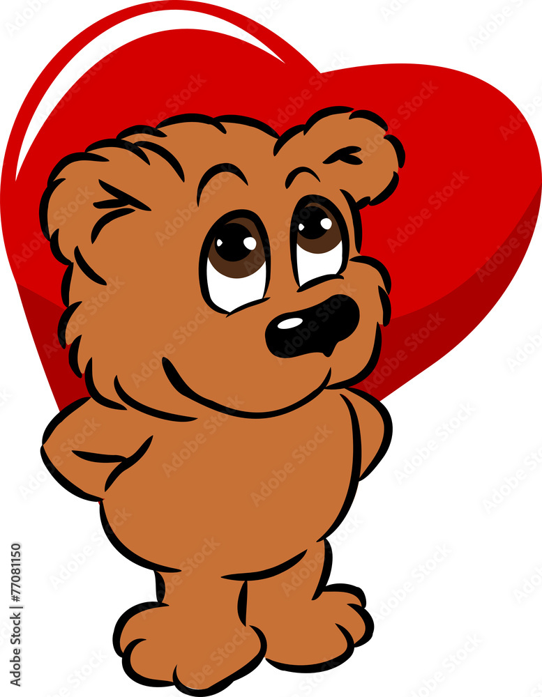 Obraz premium Cute Bear Holding A Heart