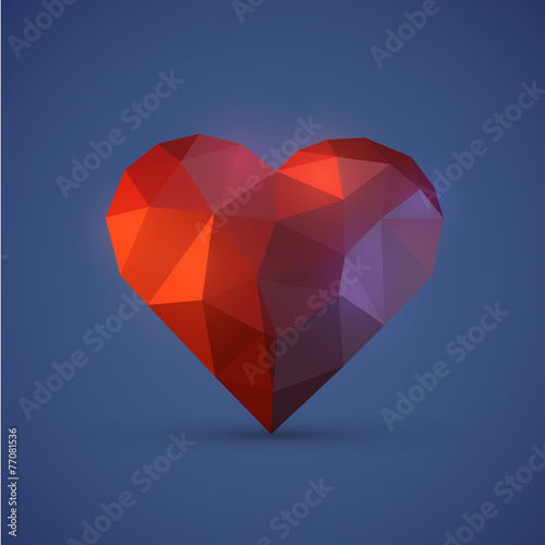 Diamont heart on blue background