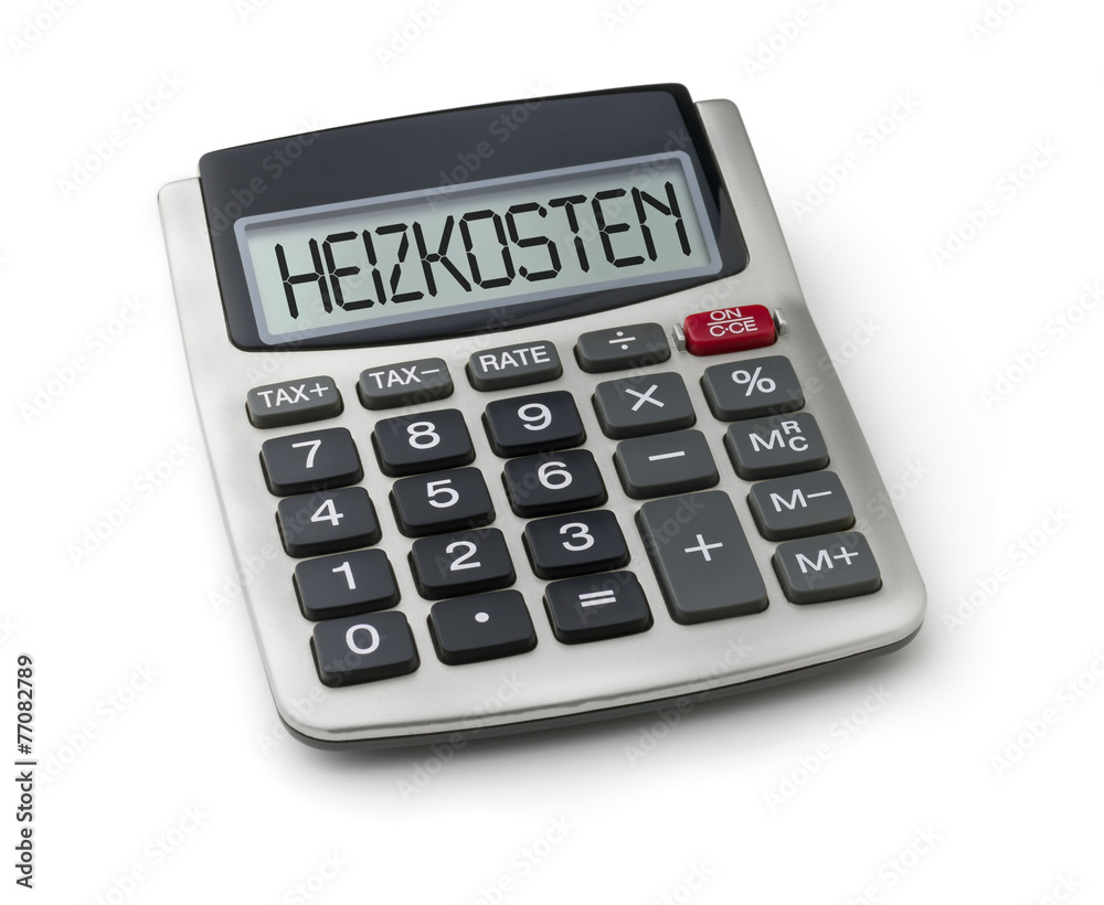 Taschenrechner mit dem Wort Heizkosten im Display Taschenrechner mit dem Wort Heizkosten im Display