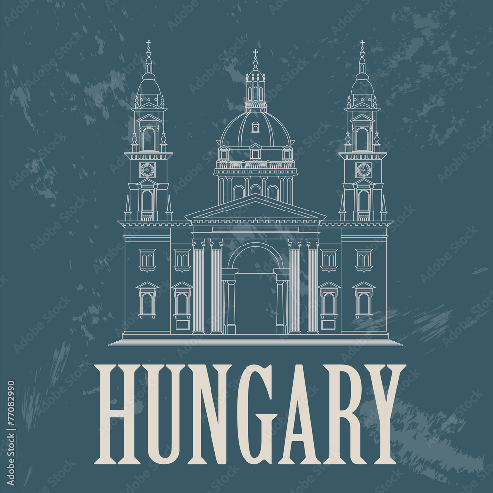 Hungary landmarks. Retro styled image
