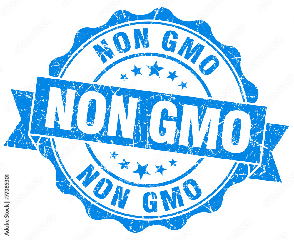 Obraz premium non gmo blue grunge seal isolated on white