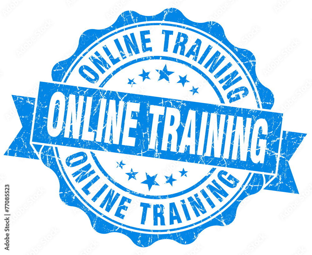 Obraz premium online training blue grunge seal isolated on white