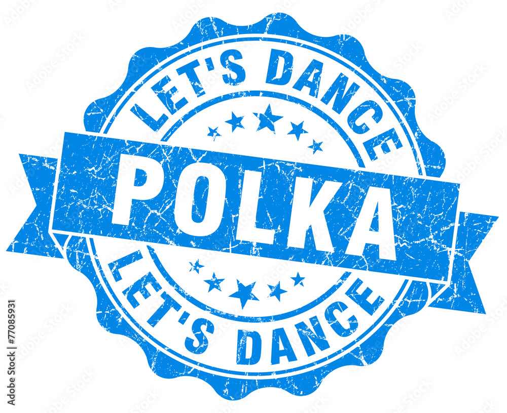 Fototapeta premium polka blue grunge seal isolated on white