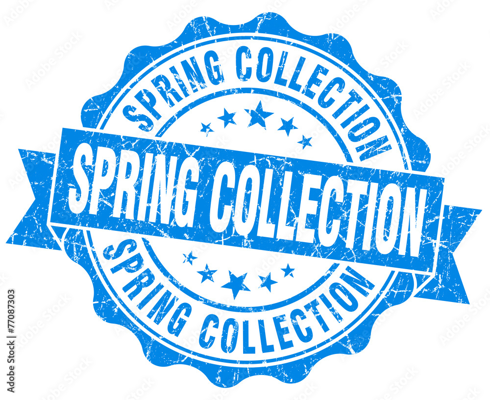 Fototapeta premium spring collection blue grunge seal isolated on white
