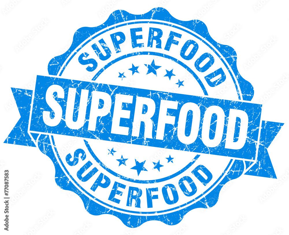 Obraz premium superfood blue grunge seal isolated on white
