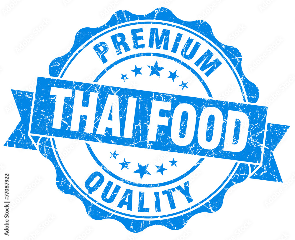 thai food blue grunge seal isolated on white thai food blue grunge seal isolated on white