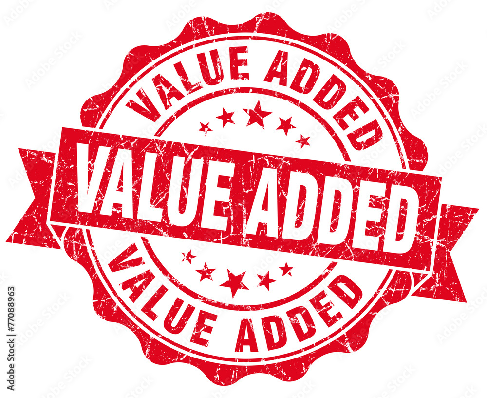 value added red grunge seal isolated on white value added red grunge seal isolated on white