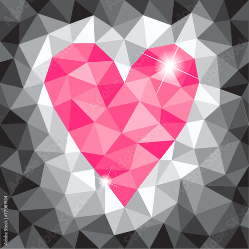 pink triangle heart - vector illustration