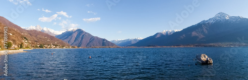 Lake Como, Italy. Panorama of the lake and mountains from Gera L
