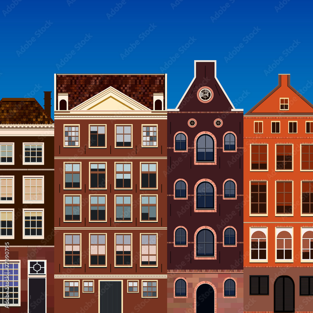 Street of abstract old houses. Vector background.