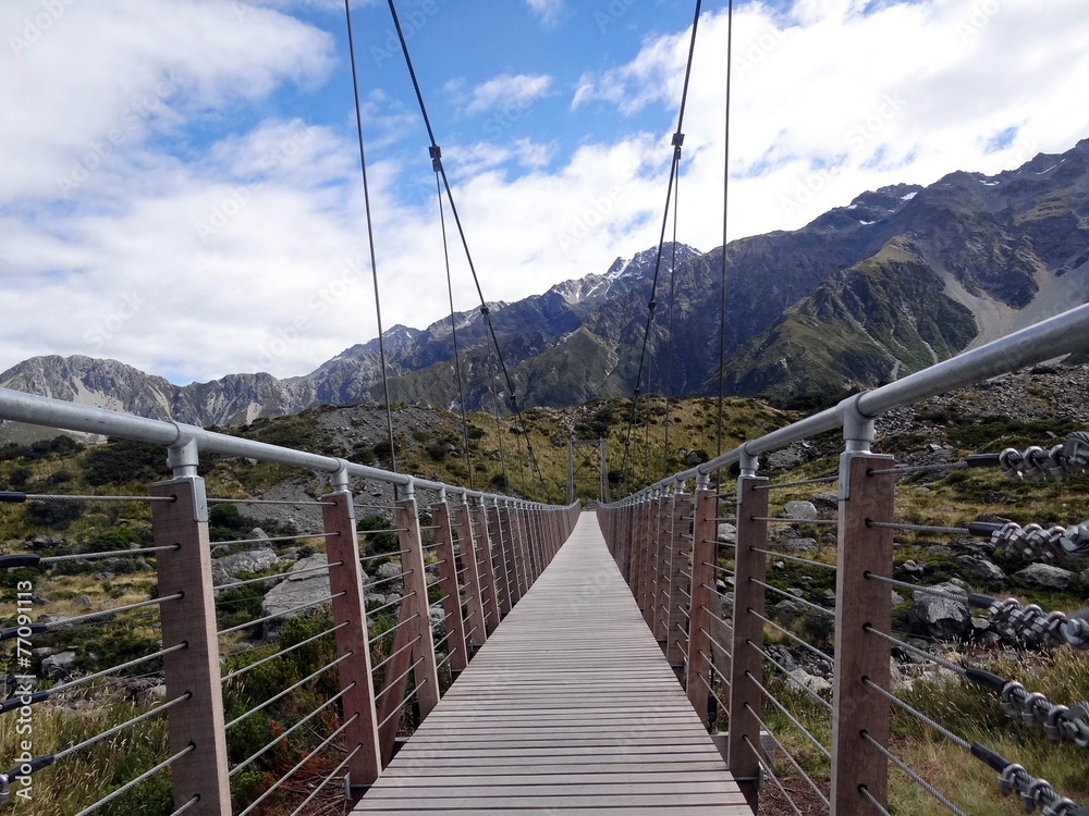 Obraz premium Suspension Bridge over Glacial River
