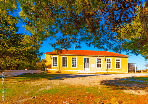 the old school of Pigadi village in southern Greece