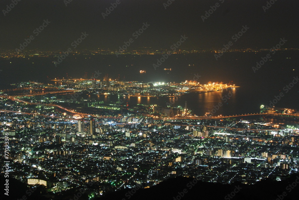 A night view of Kobe city in Hyogo prefecture, Japan