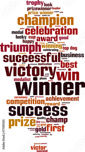 Winner word cloud concept. Vector illustration