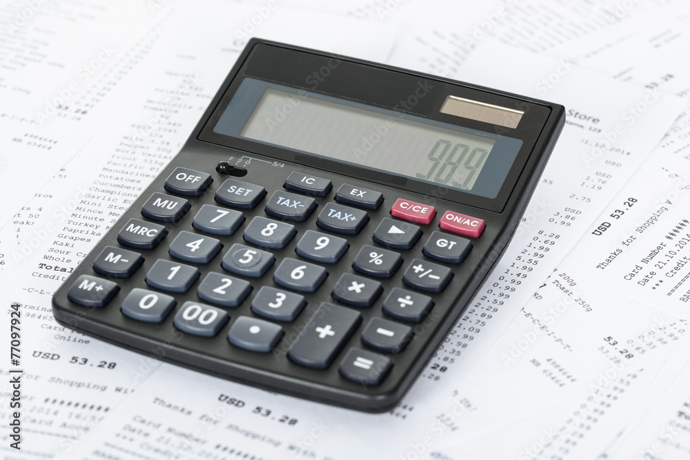 Calculator and Receipts With Costs Calculator and Receipts With Costs