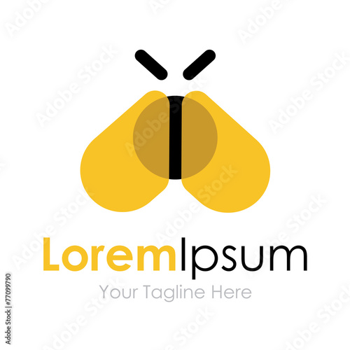 Yellow cute bug with huge wings business element icon logo