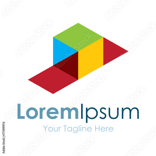 Cube open red carpet assemble bussiness element icon logo