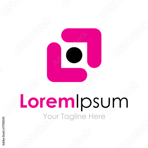 Pink focus square technology bussiness element icon logo