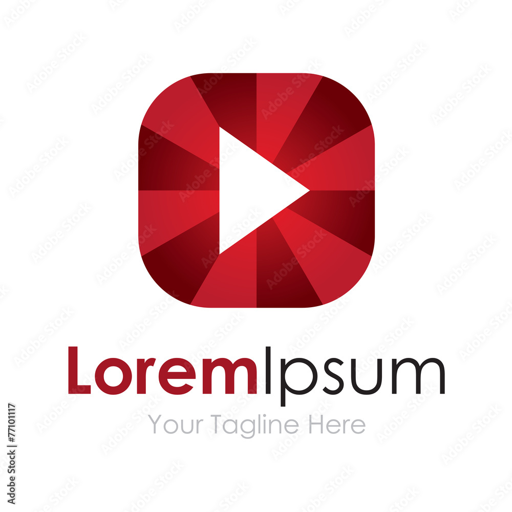Red star play button pro player element icon logo for business Red star play button pro player element icon logo for business
