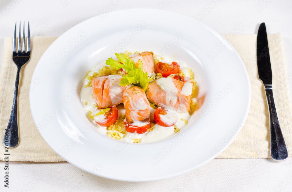 Delicious salmon salad