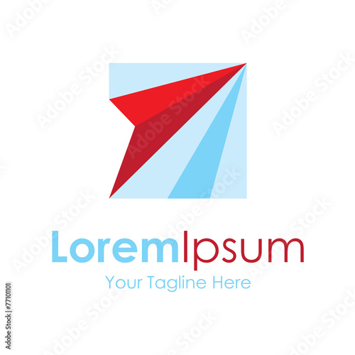 Red paper airplane creative origami icon logo for business