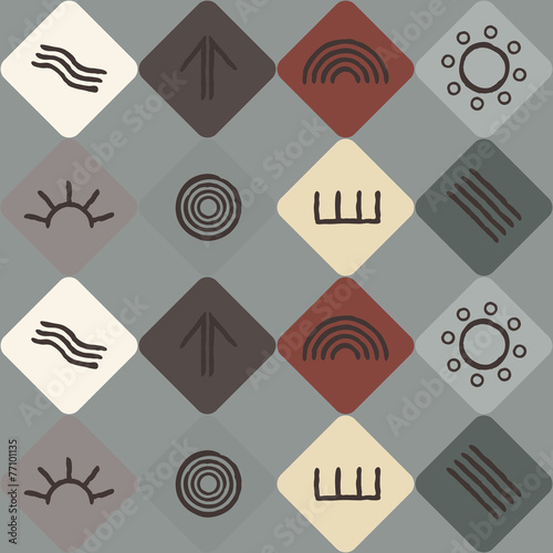 seamless background with symbols of Australian aboriginal art