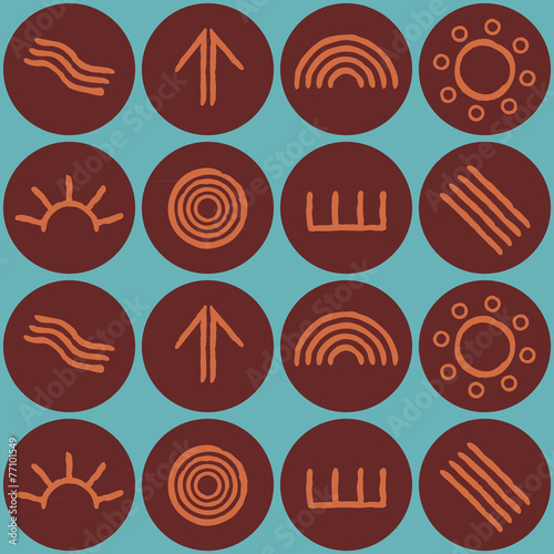 seamless background with symbols of Australian aboriginal art