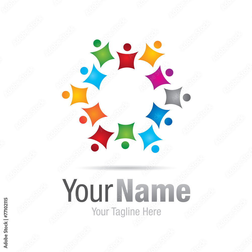 Safe children group circle graphic design logo icon
