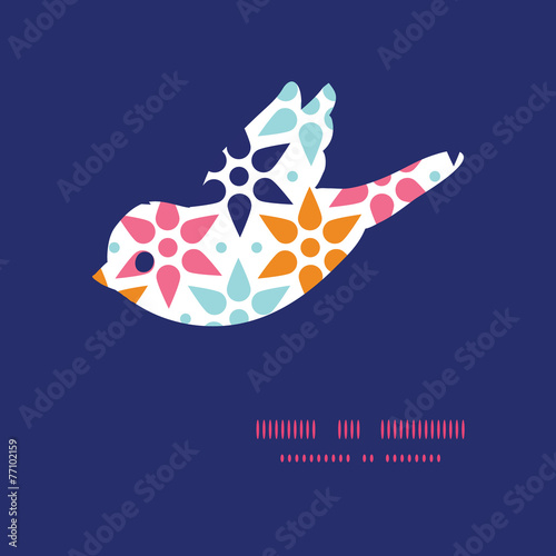 Vector abstract colorful stars bird silhouette pattern frame