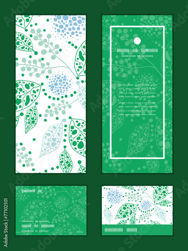 Vector abstract blue and green leaves vertical frame pattern