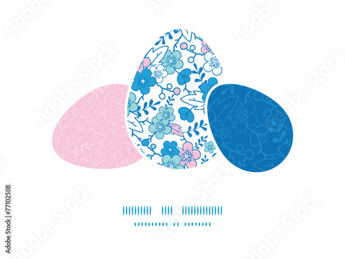 Vector blue and pink kimono blossoms three matching Easter egg