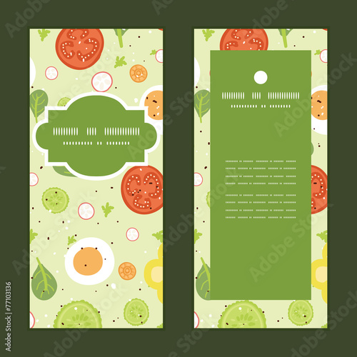 Vector fresh salad vertical frame pattern invitation greeting