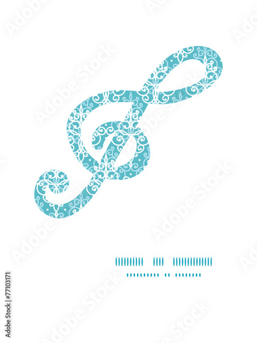 Vector light blue swirls damask gclef musical silhouette pattern