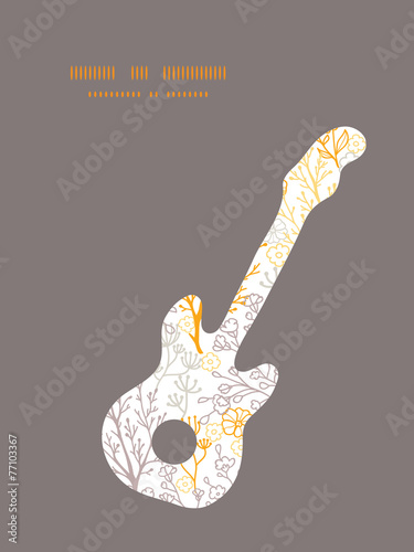 Vector magical floral guitar music silhouette pattern frame