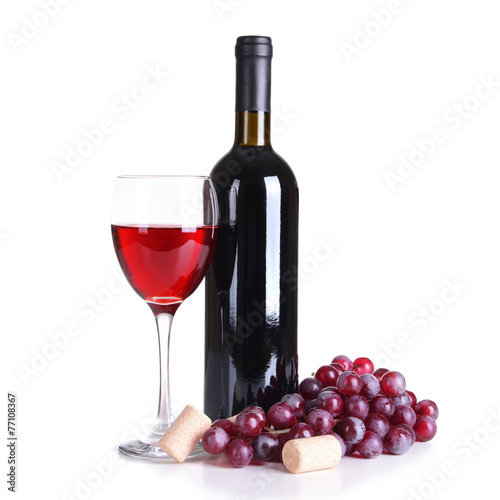 Red wine isolated on white