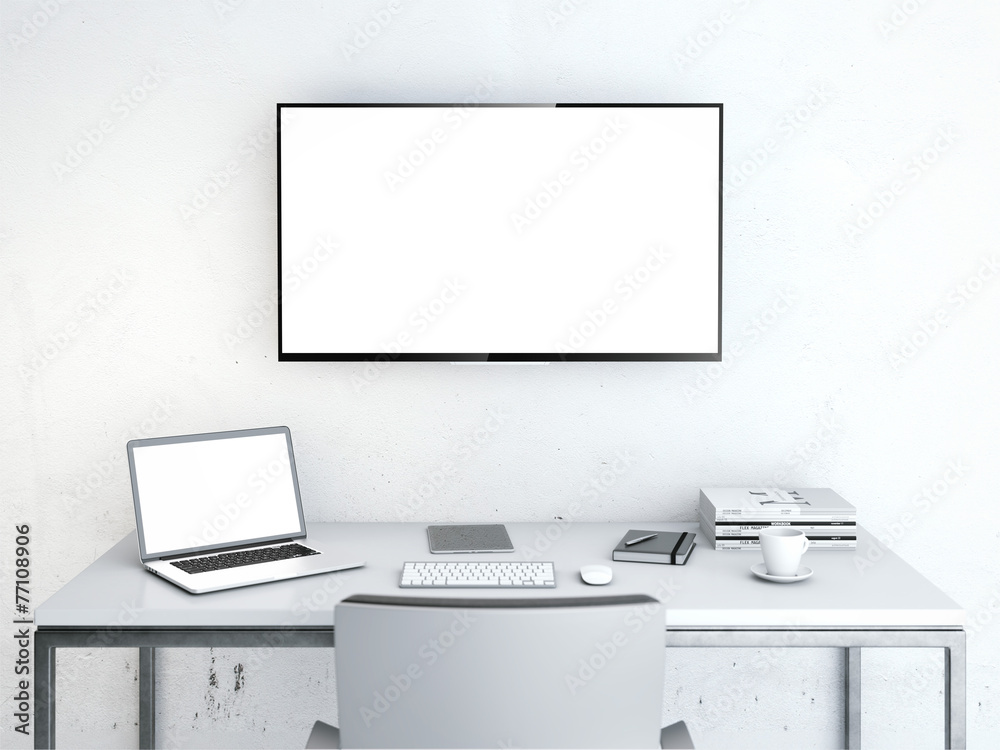 Fototapeta premium Wotkplace with large screen