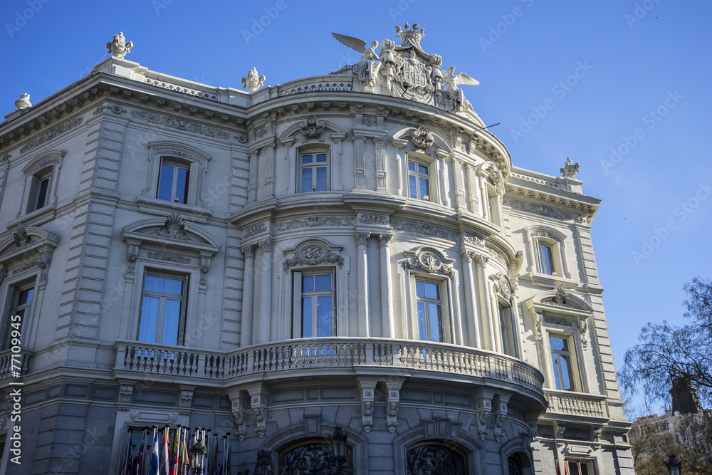 linares facade of the palace in the capital of Spain, Madrid