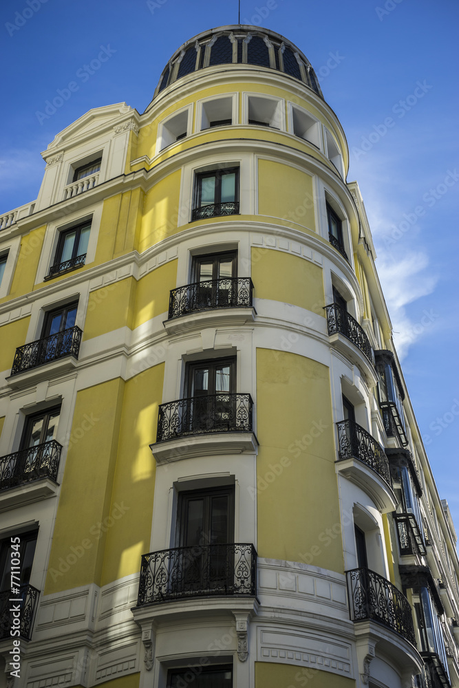 facades of typical architecture of the capital of Spain, Madrid