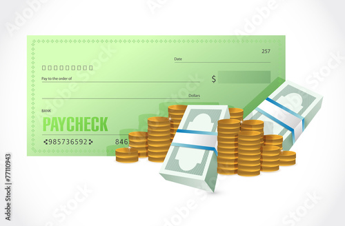 paycheck and money illustration design photo