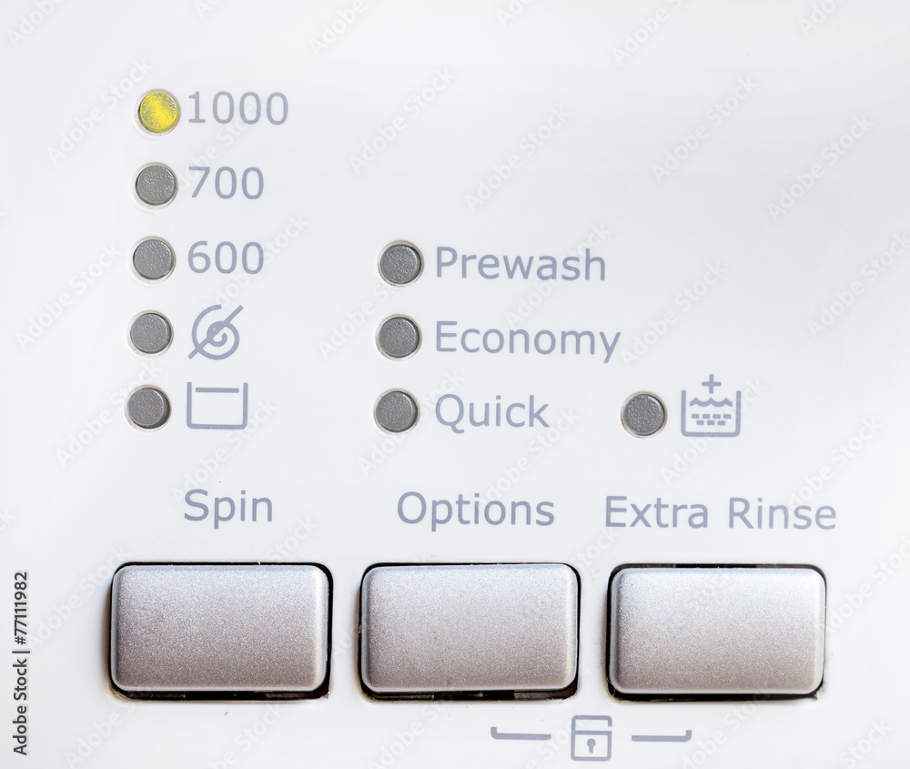Close-up view of washing machine control panel Close-up view of washing machine control panel