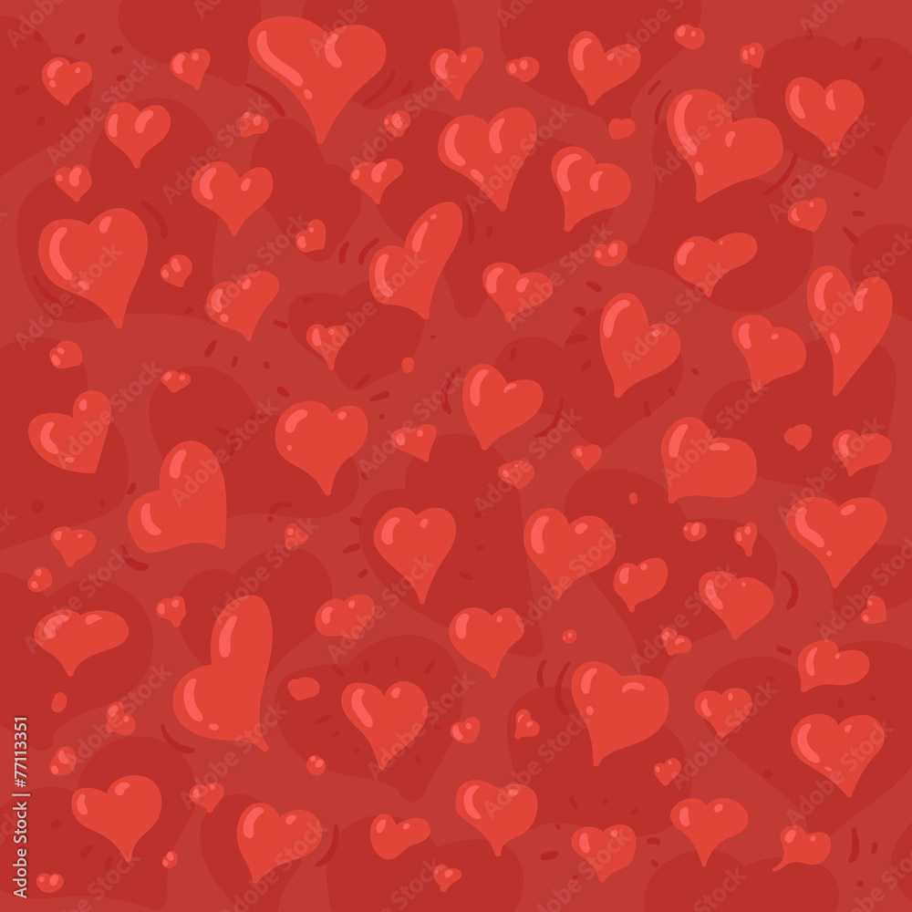 illustration of different lovely hearts on red background