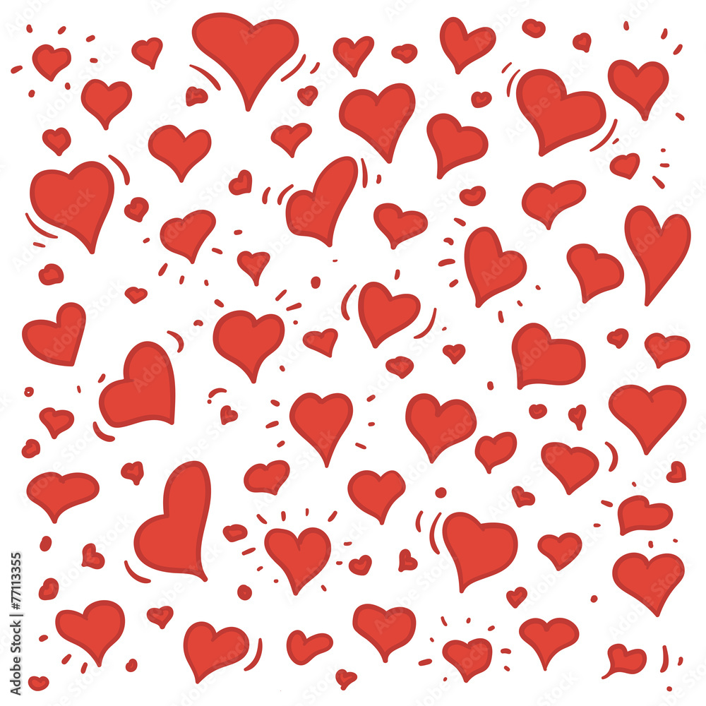 Illustration of different lovely red hearts isolated on white