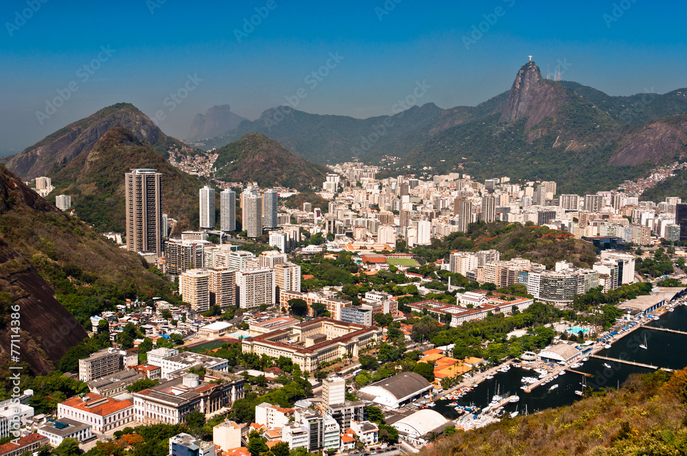 Naklejka premium Skyline of Rio de Janeiro with Corcovado Mountain