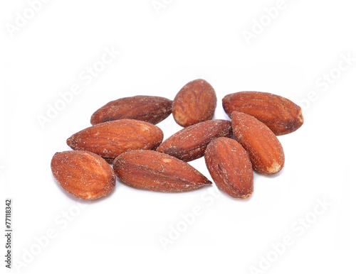 Salted Almonds with white background