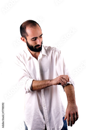 Fotografie Man wearing white shirt