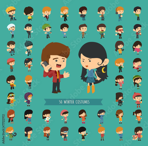 Set of 50 winter collection character