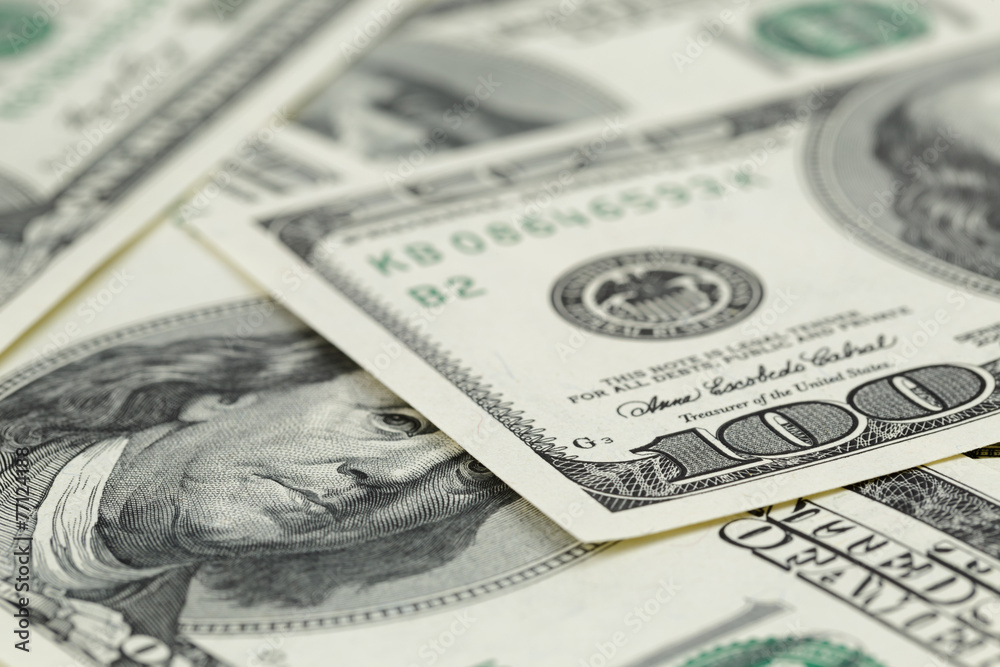 lots of one hundred dollar banknotes, background
