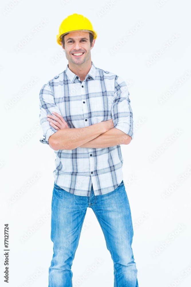 Architect standing over white background Architect standing over white background