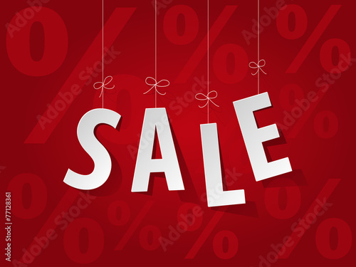 SALE paper letters on a red background