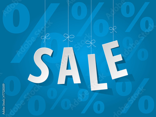 SALE paper letters on a blue background